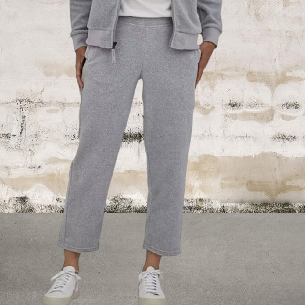 Patagonia Women's Shearling Fleece Crops Pants Salt Grey Size Medium